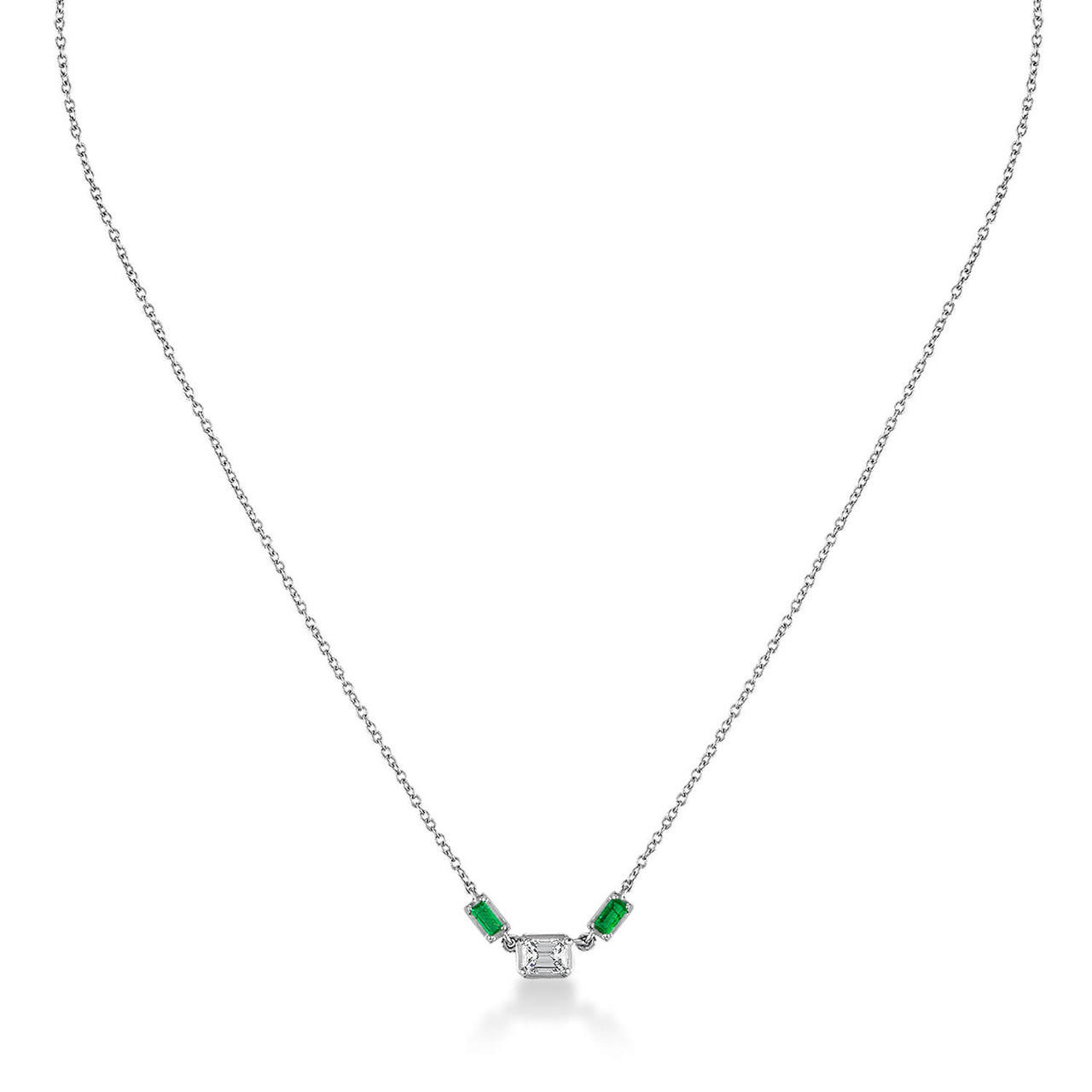 Zoë Chicco 14k Gold Emerald Cut Emerald Diamond Tennis Necklace – ZOË CHICCO