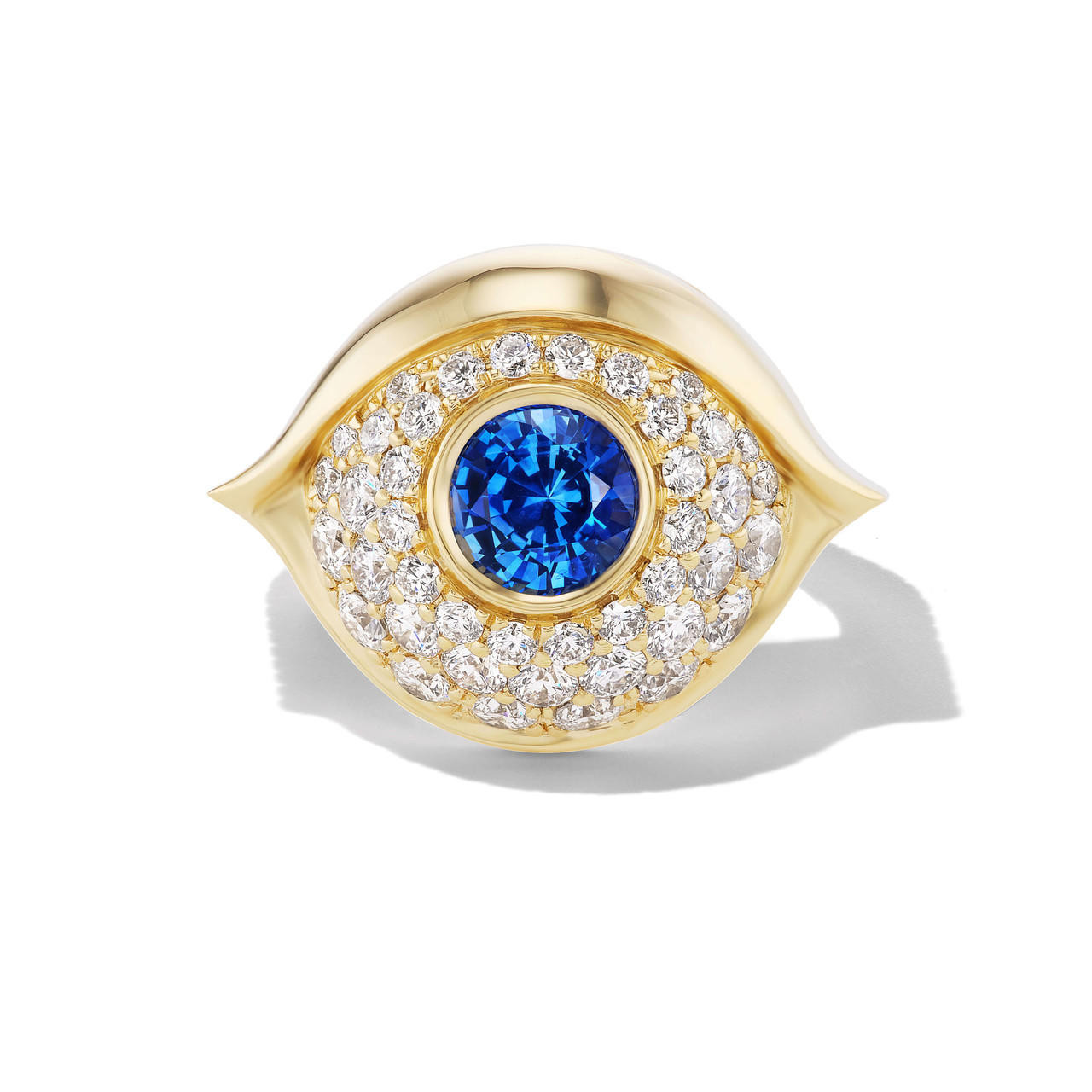 Cubic Zirconia Evil Eye Outline Ring in Sterling Silver with 18K Gold Plate  | Banter