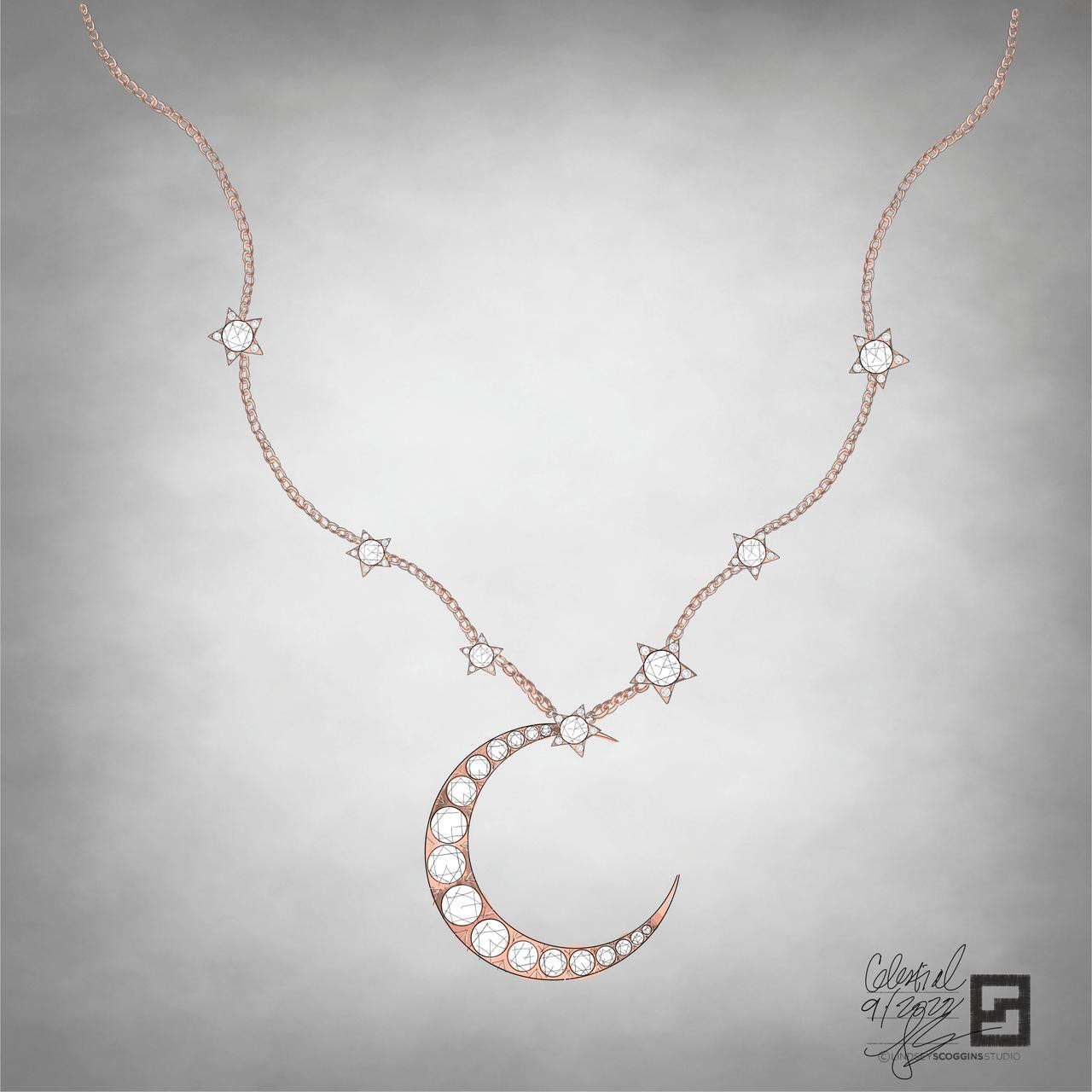 Petite Pave Diamond Moon Necklace – Robindira Unsworth
