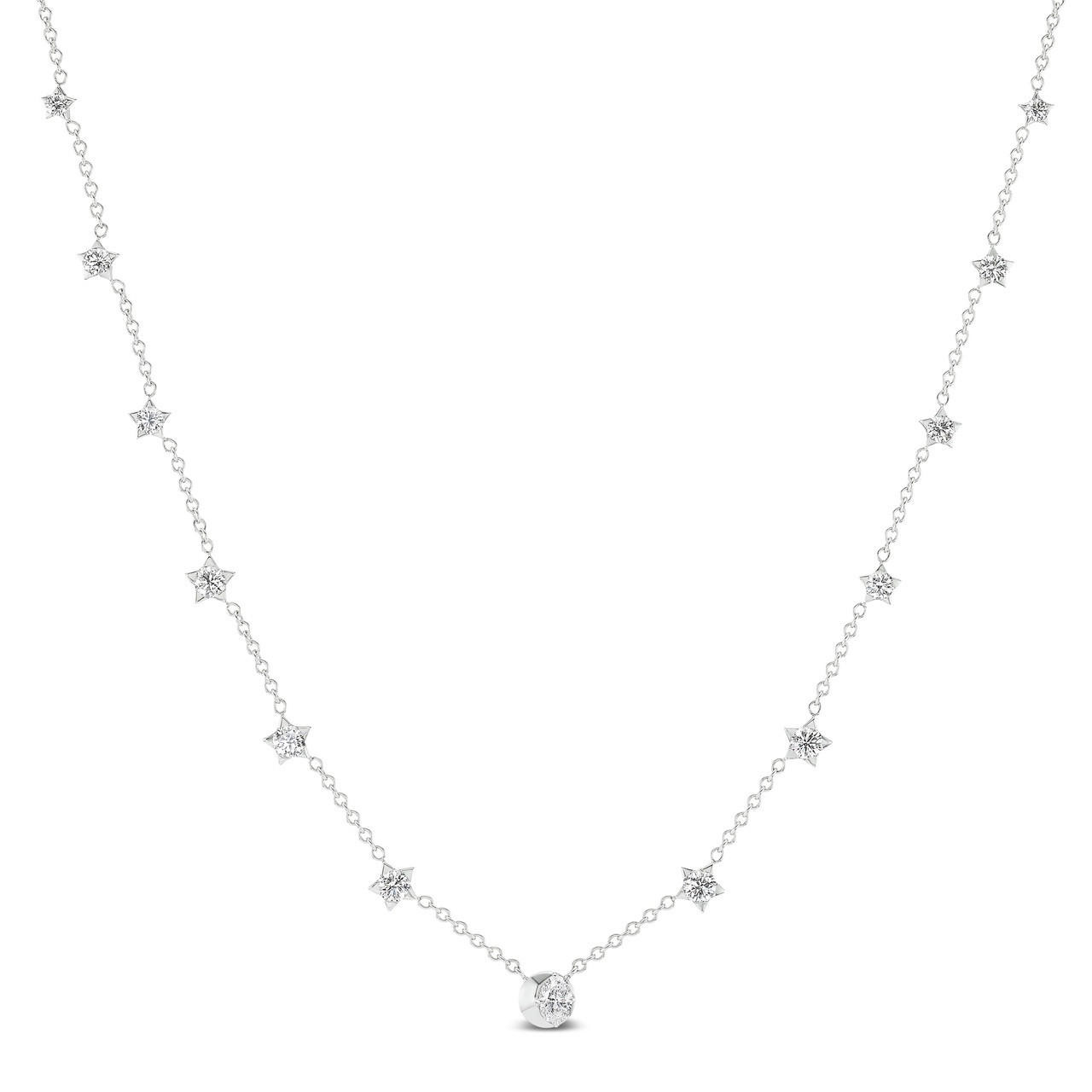 Double Star Necklace in 14K White And Yellow Gold .15ct – Michaels Jewelers