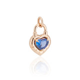 sapphire heart pendant, heart shaped sapphire padlock pendant in 18 karat gold side view