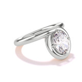 endless loop thin oval engagement ring with thin band and oval diamond and platinum