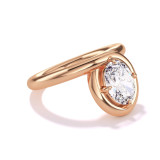 endless loop thin oval engagement ring with thin band and oval diamond and 18k rose gold