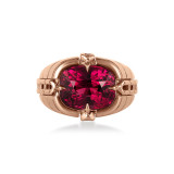 Oath Gypsy Link Ring with rubellite front view; gypsy ring