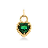 heart shaped green tourmaline padlock pendant in 18 karat gold front view; green tourmaline necklace; green heart pendant necklace