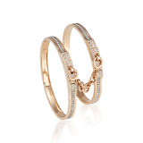 oath double cuff bracelets in rose gold with pave diamond row and pave latch; pave diamond cuff bracelets