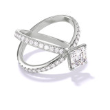 ASSCHER CUT DIAMOND ENGAGEMENT RING WITH A CLASSIC 4 PRONG AXIS PAVE SETTING IN PLATINUM