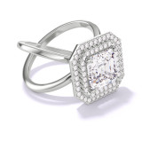 double halo split shank engagement ring asscher cut diamond