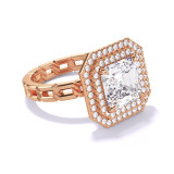 asscher cut double halo diamond engagement ring