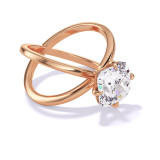 Rose Gold Compass Set Cushion Cut Engagement Ring on an Axis Band