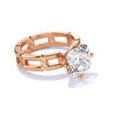 Cushion Cut Compass Set Engagement Ring on an 8 Link Band in Rose Gold