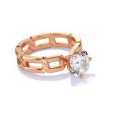 CUSHION CUT DIAMOND ENGAGEMENT RING WITH A COMPASS 4 PRONG 8 LINKS SETTING IN 18K ROSE GOLD