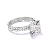 Cushion Cut Solitaire Engagement Ring on a Pave Chance Band in Platinum