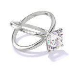 Cushion Cut Engagement Ring with a 4 Prong Axis Setting in Platinum