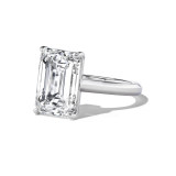 Platinum Thin Band Emerald Cut Engagement Ring