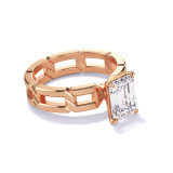 EMERALD CUT DIAMOND ENGAGEMENT RING WITH A CLASSIC 4 PRONG 8 LINKS SETTING IN 18K ROSE GOLD