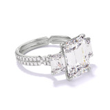 Three Stone Emerald Cut Diamond Ring