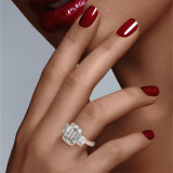 Three Emerald Cut Diamond Engagement Ring on hand