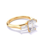 Emerald Cut Engagement Ring with Baguettes in yellow gold 1 carat