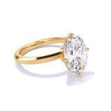 Gold Oval Engagement Ring with a Compass 4 Prong Slim Band