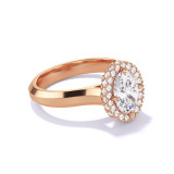 OVAL CUT DIAMOND ENGAGEMENT RING WITH A WRAPPED HALO THREE PHASES SETTING IN 18K ROSE GOLD