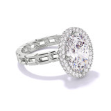 Platinum Oval Engagement Ring with a Wrapped Halo 16 Link Setting