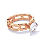 ROUND CUT DIAMOND ENGAGEMENT RING WITH A COMPASS 4 PRONG 8 LINKS SETTING IN 18K ROSE GOLD