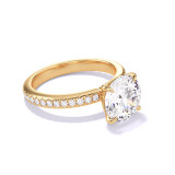 Round Gold Engagement Rings - pave diamond band in yellow gold