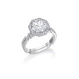 Octagon Halo Engagement Ring on a pave Chance collection band in platinum