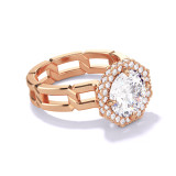 Rose Gold Round Engagement Ring with an Octagon Halo 8 Link Setting