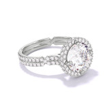 Platinum Round Engagement Ring with a Wrapped Halo Pave Chance Setting