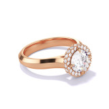 ROUND CUT DIAMOND ENGAGEMENT RING WITH A WRAPPED HALO THREE PHASES SETTING IN 18K ROSE GOLD