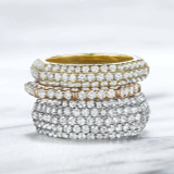 Pave diamond Still collection bands in yellow gold, rose gold and platinum