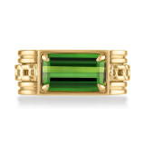 green tourmaline Oath cuff ring in a gypsy setting