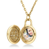 round pave diamond locket in 18 karat gold open