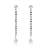 long diamond earrings in 18k white gold