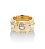 tiered eternity band with emerald cut diamonds and baguette diamonds in 18 karat yellow gold