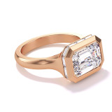Bezel set east west emerald cut diamond ring
