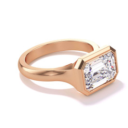 Rose gold East west engagement ring