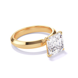Yellow Gold Asscher Cut Solitaire Diamond Engagement Ring