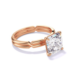 Rose Gold Cushion Cut Solitaire Engagement Ring on a Chance Band in 18k Rose Gold