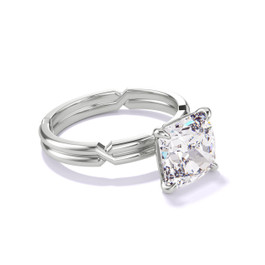 Platinum Cushion Cut Solitaire Engagement Ring on a Chance Band