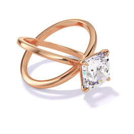 Cushion Cut Engagement Ring in a 4 Prong Axis Setting in Rose Gold