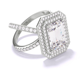 Split Shank Emerald Cut Engagement Ring