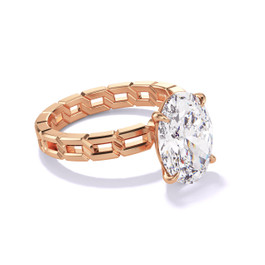 Rose Gold Oval Engagement Ring with a Classic 4 Prong 16 Link Setting