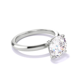 Platinum Round Engagement Ring with a Classic 4 Prong Slim Band Setting