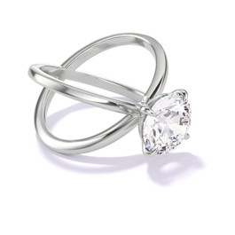 Platinum Round Engagement Ring with a Classic 4 Prong Axis Setting