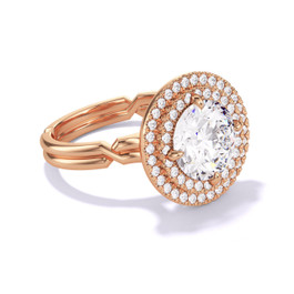 Rose Gold Round Engagement Ring with a Double Halo Chance Setting