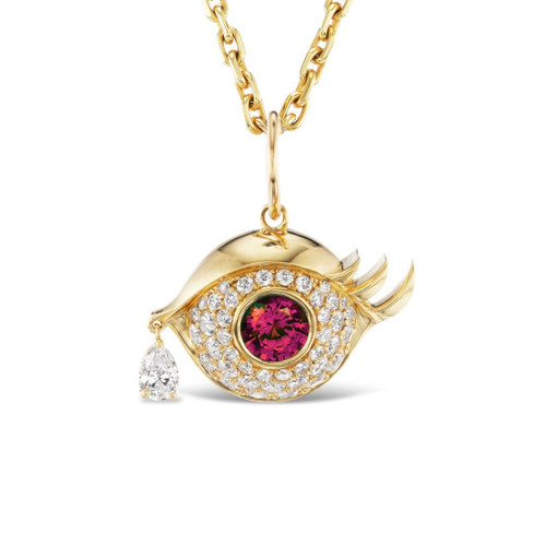 14k solid gold evil eye charm necklace – Vivien Frank Designs