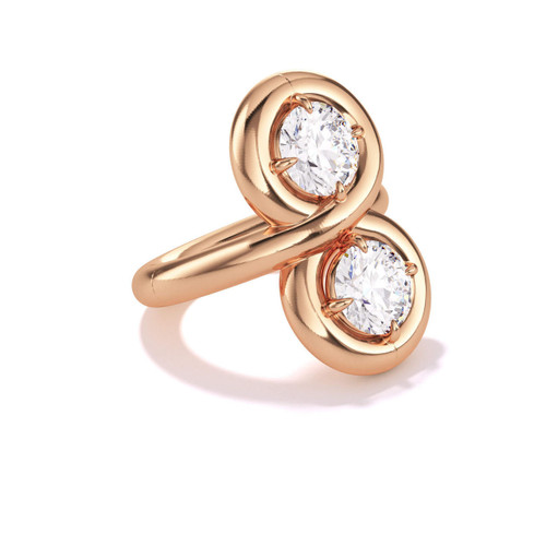 endless loop two stone toi et moi engagement ring in rose gold